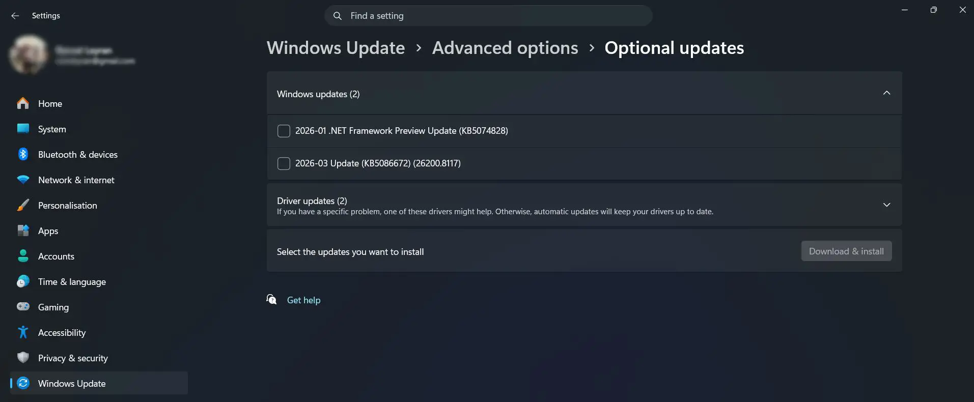 Check Optional Updates