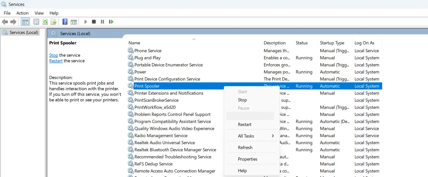 Restart the Print Spooler to Clear the Queue