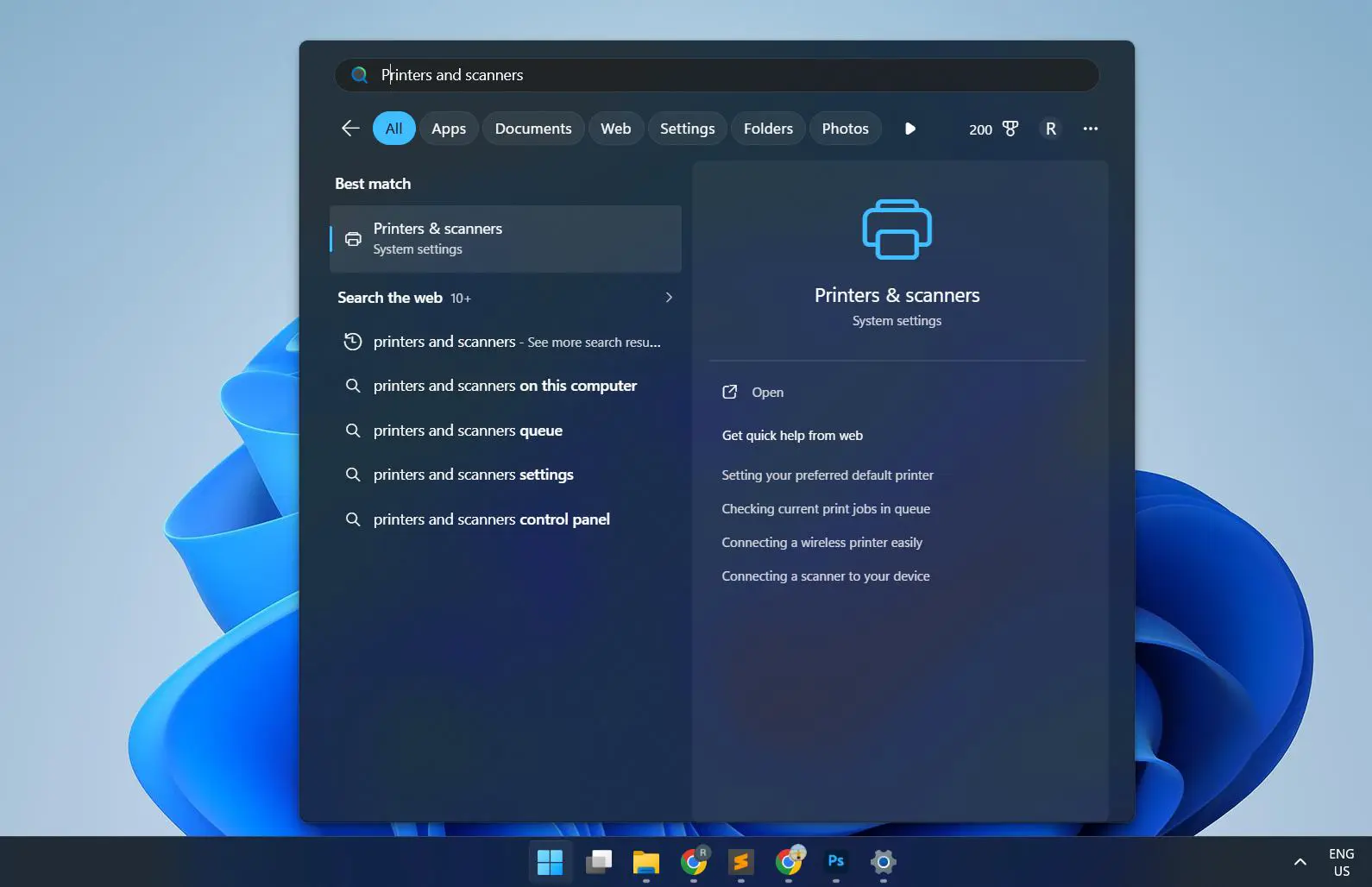 Set Your Preferred Default Printer in Windows 11 Using the Search Bar
